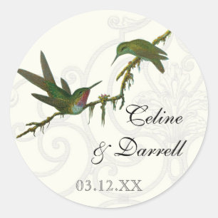 Hummingbirds n Swirls - Pegatina o sello Boda