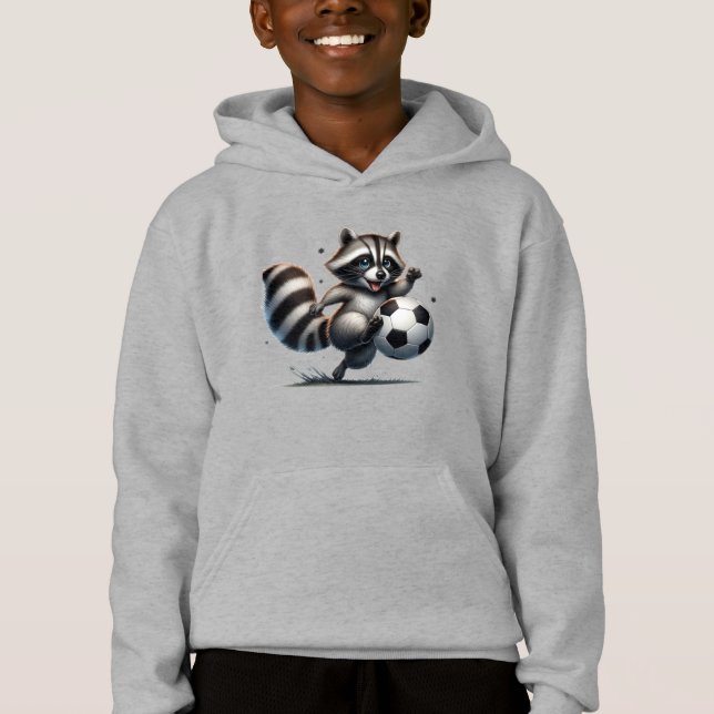 Humor animal gracioso Raccoon jugando al fútbol (Anverso)