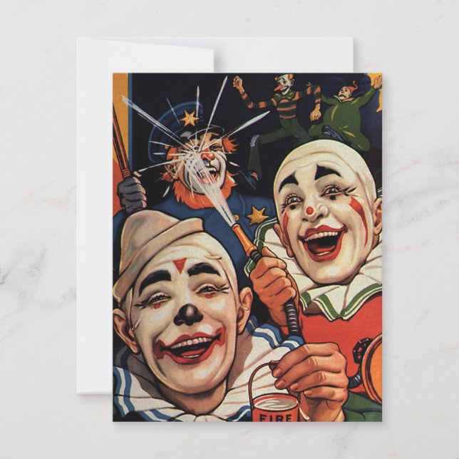 Humor Antiguo, Payasos de Circo Riéndose y Policía (Anverso)