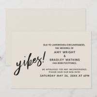 ¡Humor Boda pospuesto Yikes! Invitación de crema