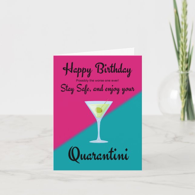 Humor de cuarentena por tarjeta de cumpleaños dura (Anverso)