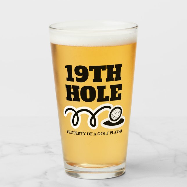 Humor de golf 19º regalo de vidrio de cerveza Hole (Anverso (lleno))