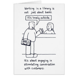 Humor del bibliotecario, cliente que habla del