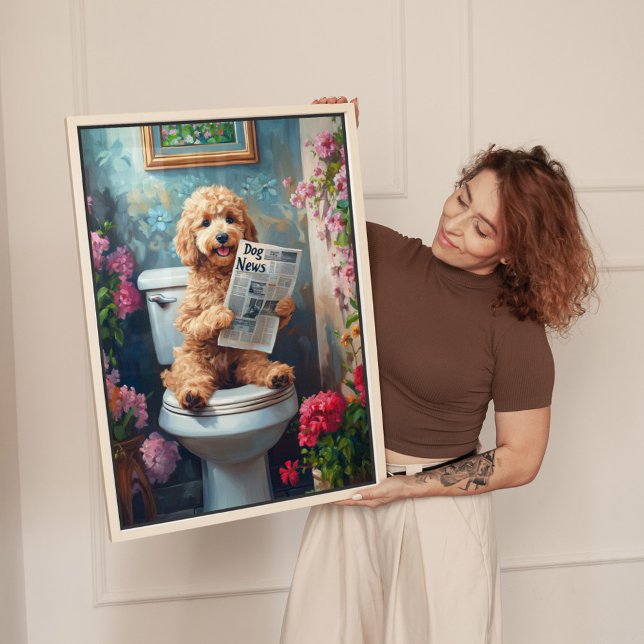 Humor en el baño de arte Goldendoodle (Subido por el creador)