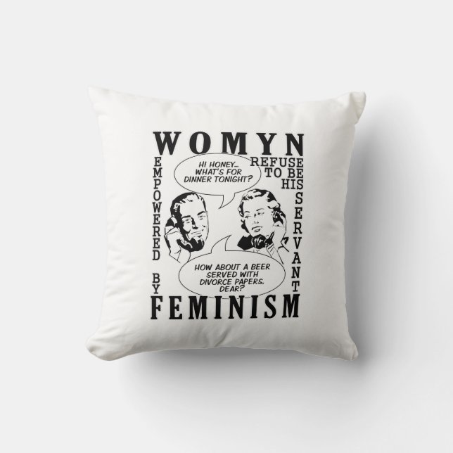 Humor feminista retro arroja almohada (Anverso)