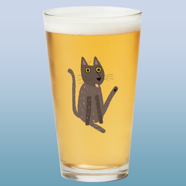 Humor gato gracioso (Funny cat yoga humor beer glass)