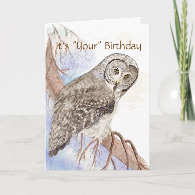Humor, lechuza linda: tarjeta de cumpleaños "Regal (Anverso)