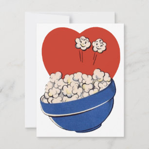 Humor retro lindo, tazón de palomitas para las pel