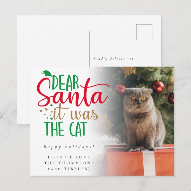 Humor Santa Fue La Postales De Festividad De Gato (Anverso / Reverso)