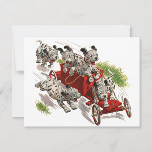 Humor vintage Cute Dalmatian Camión de Fuego de Pe