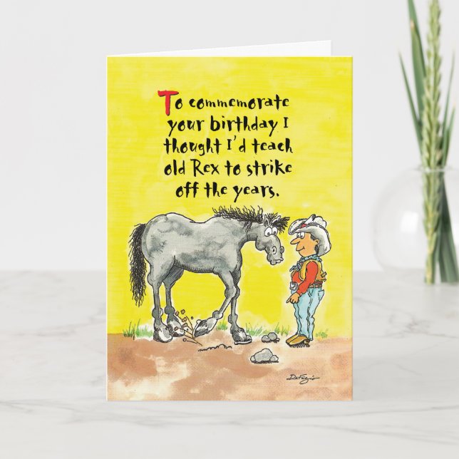Humorística tarjeta de cumpleaños horsey (Anverso)
