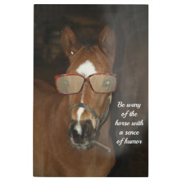Humorous Horse Foal Fumar Cigar Arte Pared Metaliz