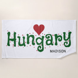 Hungría Amor toalla de playa de nombre personaliza