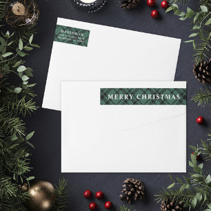 Hunter Green Tartan Plaid Merry Christmas Address