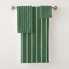 Hunter Green y White Thin Horizontal Striping