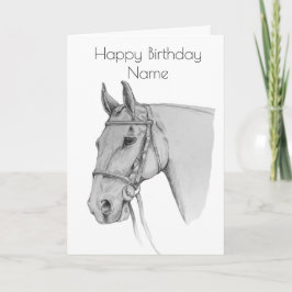 Hunter Horse Pencil Dibujando tarjeta de cumpleaño