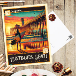 Huntington Beach, California | Postal de época