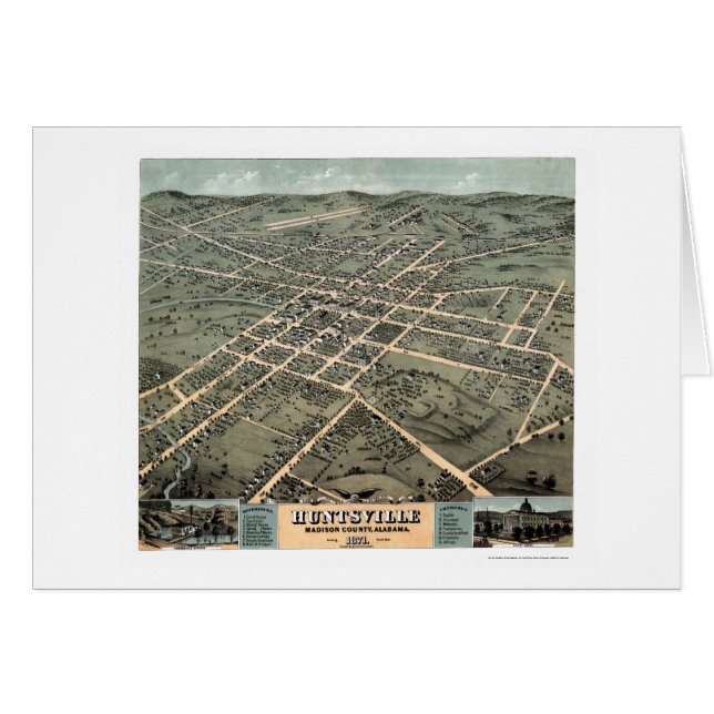 Huntsville, mapa panorámico del AL - 1871 (Anverso (Horizontal))