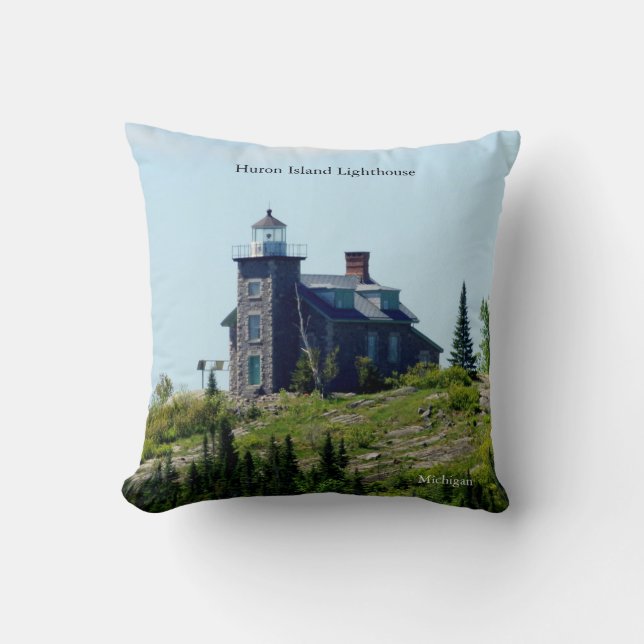 Huron Island Lighthouse almohada cuadrada (Anverso)