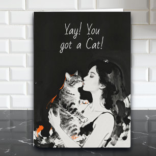 ¡Hurra! Tienes un Gato Nuevo Tarjeta de Felicita