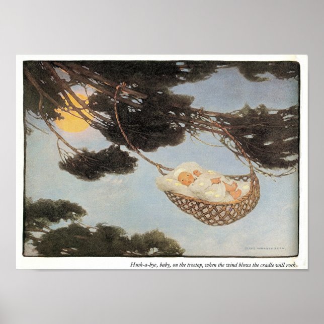 Hush-a-Bye, Impresión de rima de guardería para be (Frente)