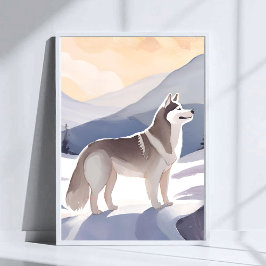 Husky de Alaska | Arte en Acuarela de Perro de Mon