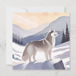 Husky de Alaska | Tarjeta de acuarela de Dog Mount