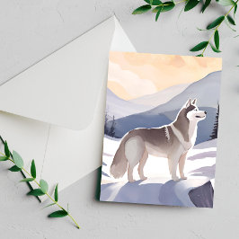 Husky de Alaska | Tarjeta de acuarela de Dog Mount