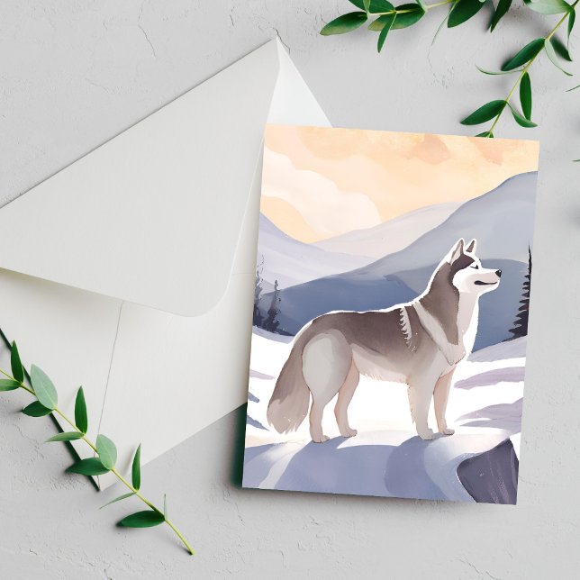 Husky de Alaska | Tarjeta de acuarela de Dog Mount (Subido por el creador)