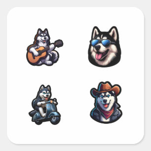 Husky Dog Funny 4 Pegatinas Pack.png