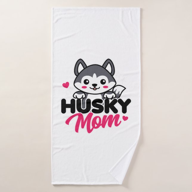 Husky Dog Mom Cute Kawaii Design (Toalla de baño)