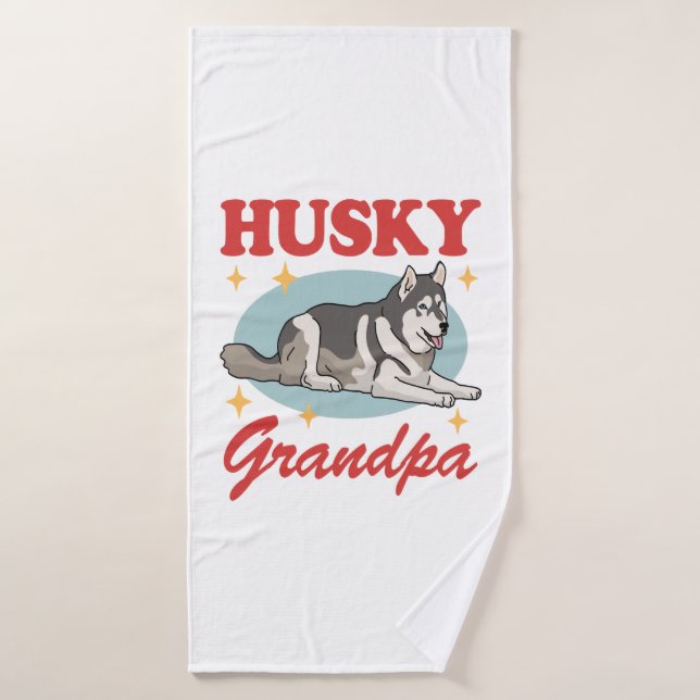 Husky Grandpa Dog Owner Siberian Husky (Toalla de baño)