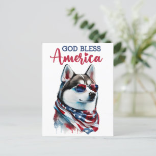 Husky Patriótico, Dios Bendiga a América Tarjeta P