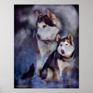 Husky - Poster/imprenta de arte espiritual nocturn