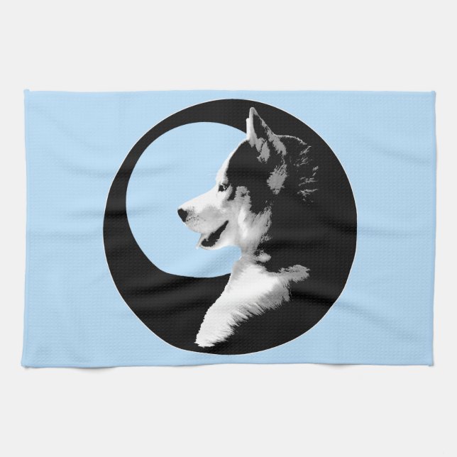 Husky Pup Towel Husky Malamute Tea Toalla (Horizontal)