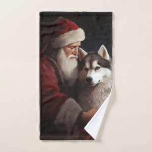 Husky Siberiano Con Navidades festivos de Santa Cl