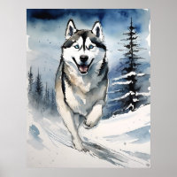 Husky siberiano - Impresión de arte de perro