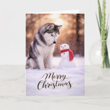 Husky Siberiano Navidad Muñeco de Nieve