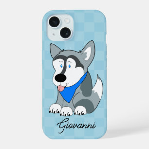 Husky Siberiano Personalizado de Cuadro Azul