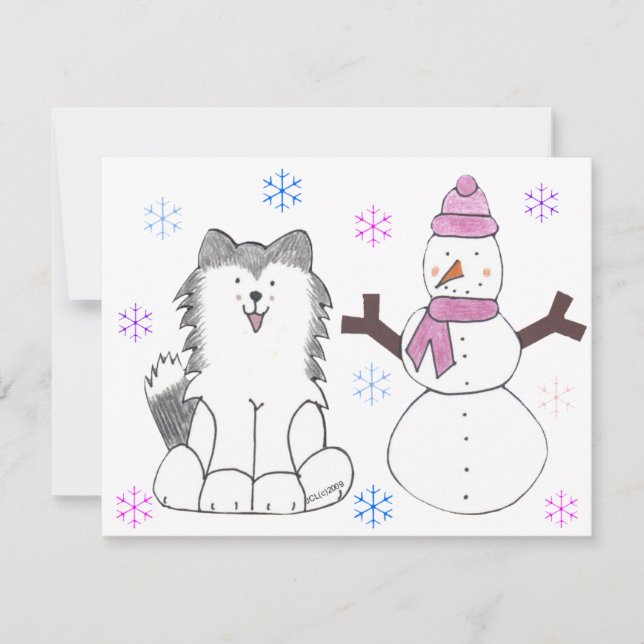 Husky Siberiano y Snowman (Anverso)