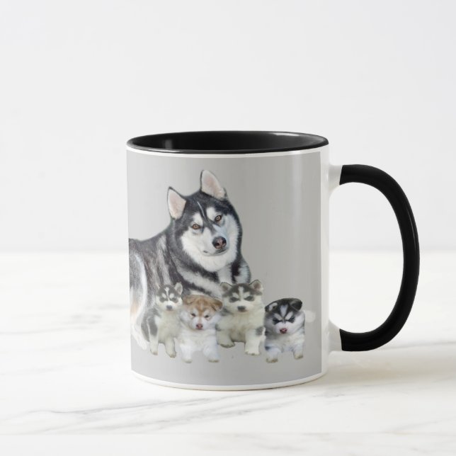 Husky siberiano y taza de los perritos (Derecha)