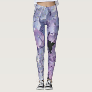 Hydrangea azul claro y rosado Legging