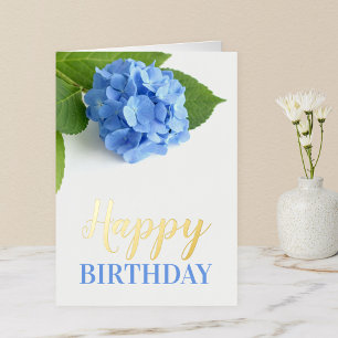Hydrangea Azul Cumpleaños Floral Dorado