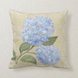 Hydrangea azul y almohada floral del vintage del