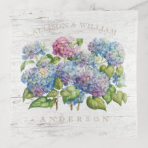 Hydrangea Blooms con nombres de adición de madera