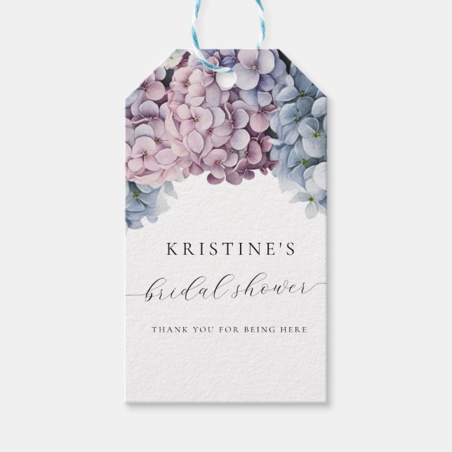 Hydrangea Bridal Shower Gracias Etiqueta (Anverso)