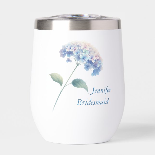 Hydrangea Bridesmaid Wine Tumbler (Frente)