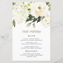 Hydrangea Elegante Tarjeta de menú Boda de oro bla