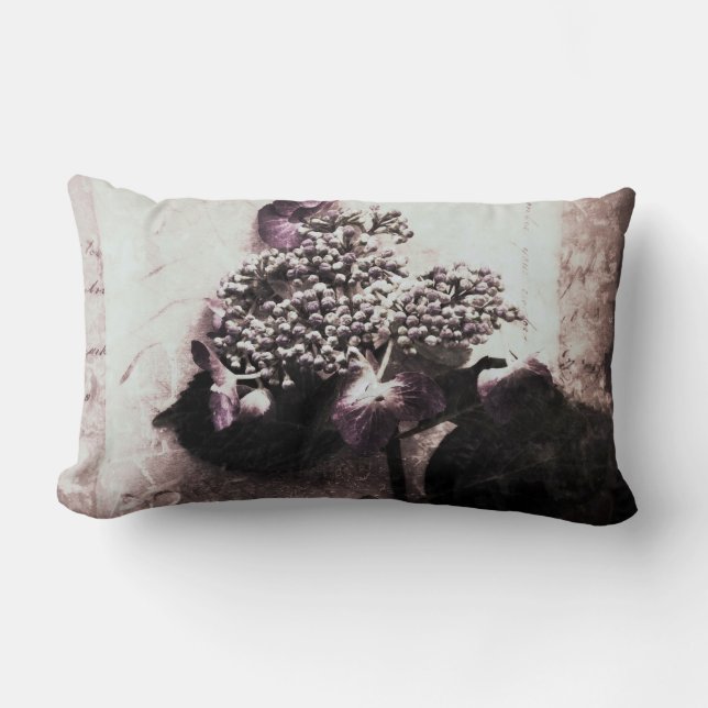 hydrangea en la almohada del lumbar del grunge de (Anverso)