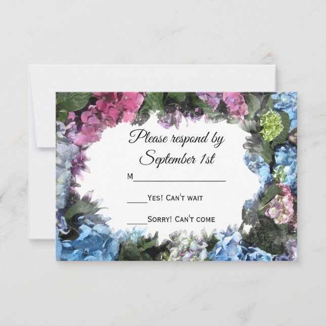 Hydrangea Flower Frame Wedding RSVP (Anverso)